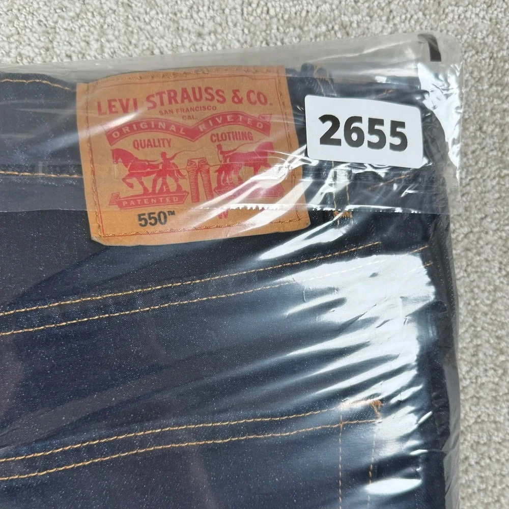 NEW Levi's 550 Mens 54x32 Relaxed Fit Tapered Leg Dark Wash Stretch Blue Jeans